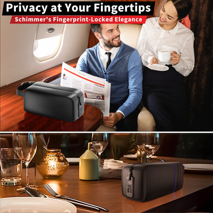 Privacy at your fingertips Enhanced privacy safeguarding with Schimmer A7 Dopp Kit Clutch Handbag with Biometric Fingerprint Lock
